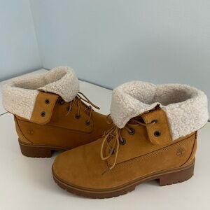 Timberland Tan Ankle Boots with Soft Cream Lining